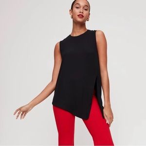 Aritzia Babaton Hopkins Tie-Front Blouse Black Small
